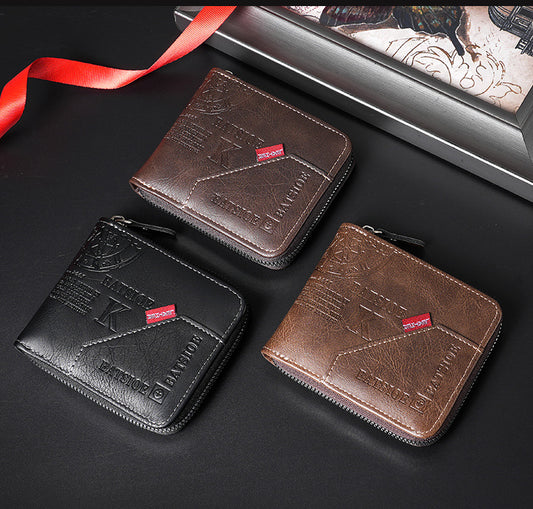 European And American Mens Vintage Bi-Fold Wallet